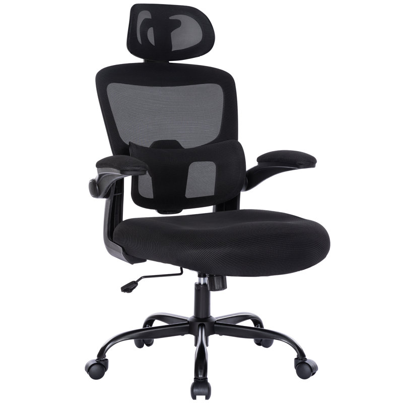 Maruf Mesh Office Chair with Supportive Headrest and Armrest High Back Home Office Chair Black Black